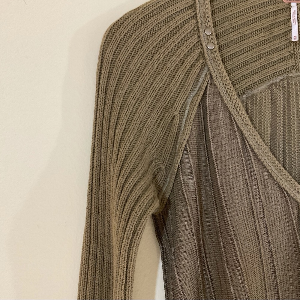 Free People Ribbed Knit Sweater Top XS - Picture 5 of 16